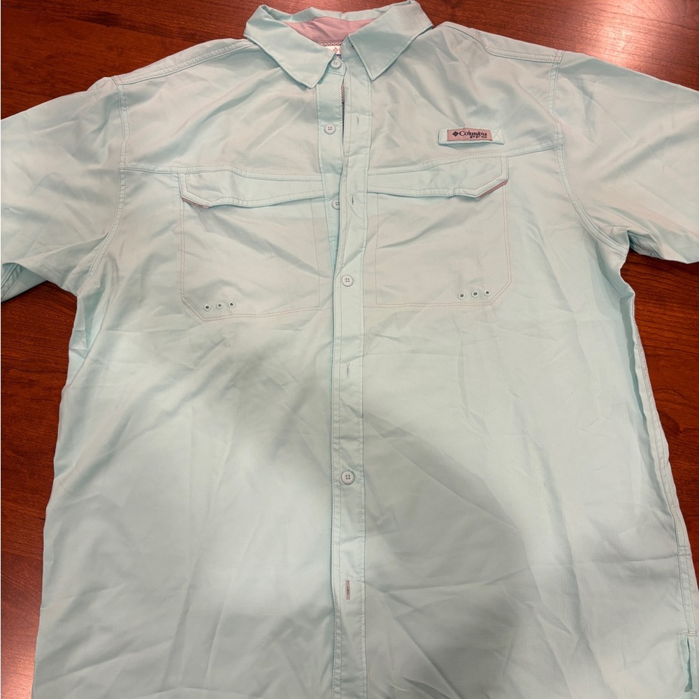 Columbia Sportswear PFG Men’s Large Aqua Fishing Shirt